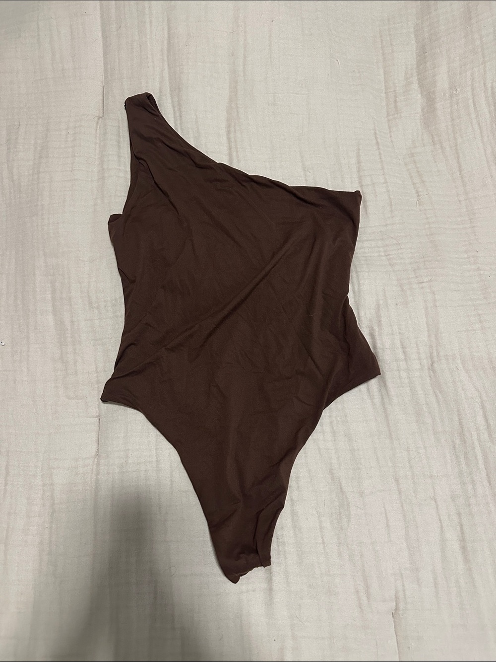 Women’s One-Shoulder Brown Bodysuit